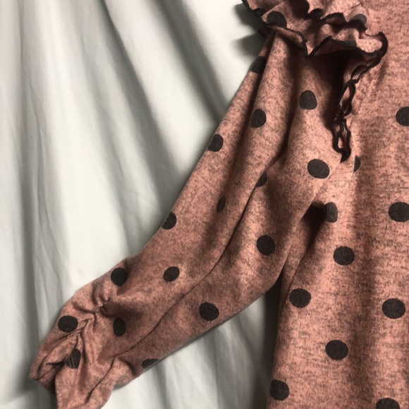 Adrienne Vittadini mauve heather gray polka dot blouse medium - Picture 3 of 12